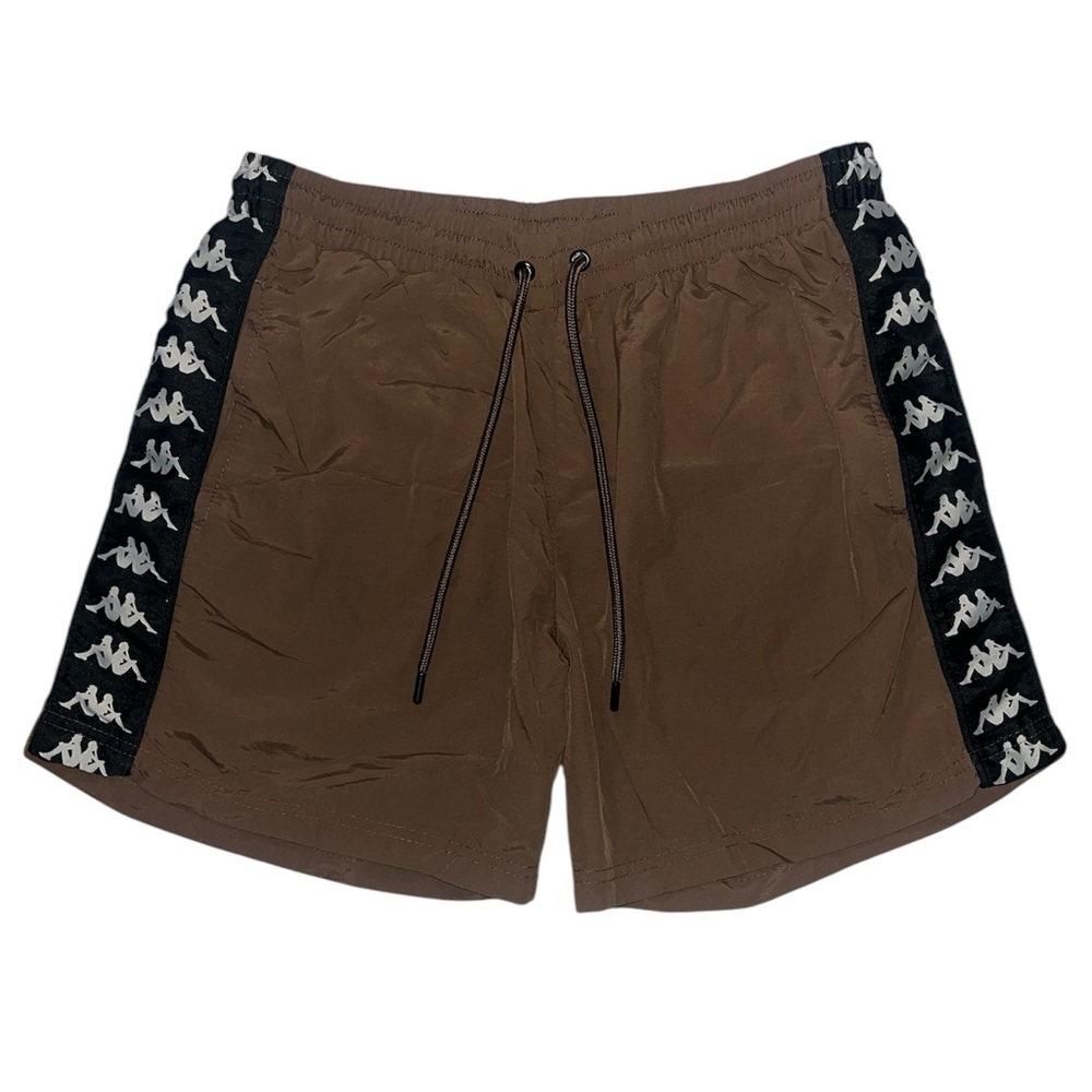 Kappa Brown Athletic Shorts with Black & White Side Tape